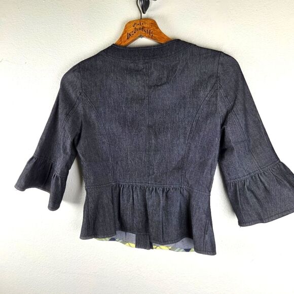 Sandro Sportswear Women's Denim Short Blazer Cotton Blend Blue Jacket Size Small - Picture 2 of 11